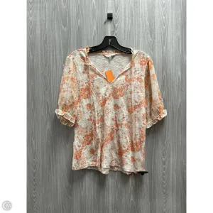 Top Short Sleeve By Lucky Brand In Orange & White, Size: S