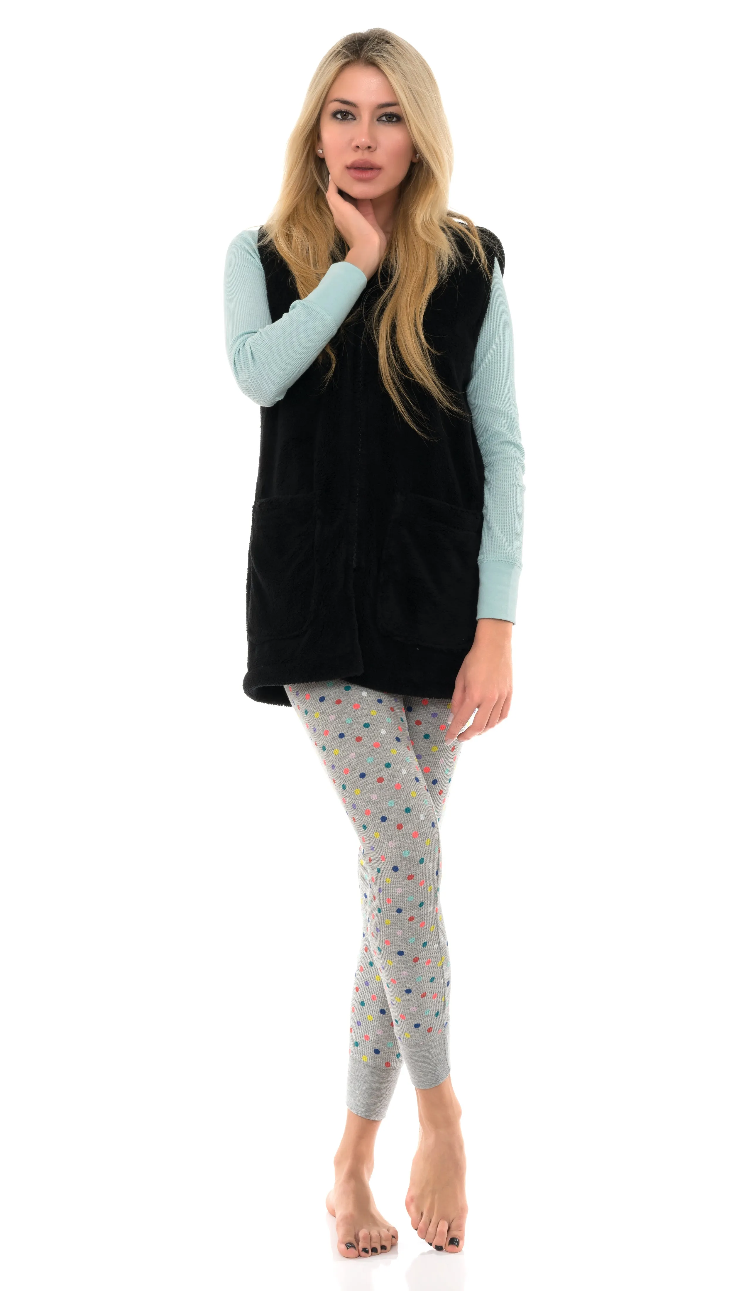 TowelSelections Women's Bed Jacket, Hooded Vest, Zip Front Cardigan Fleece Robe