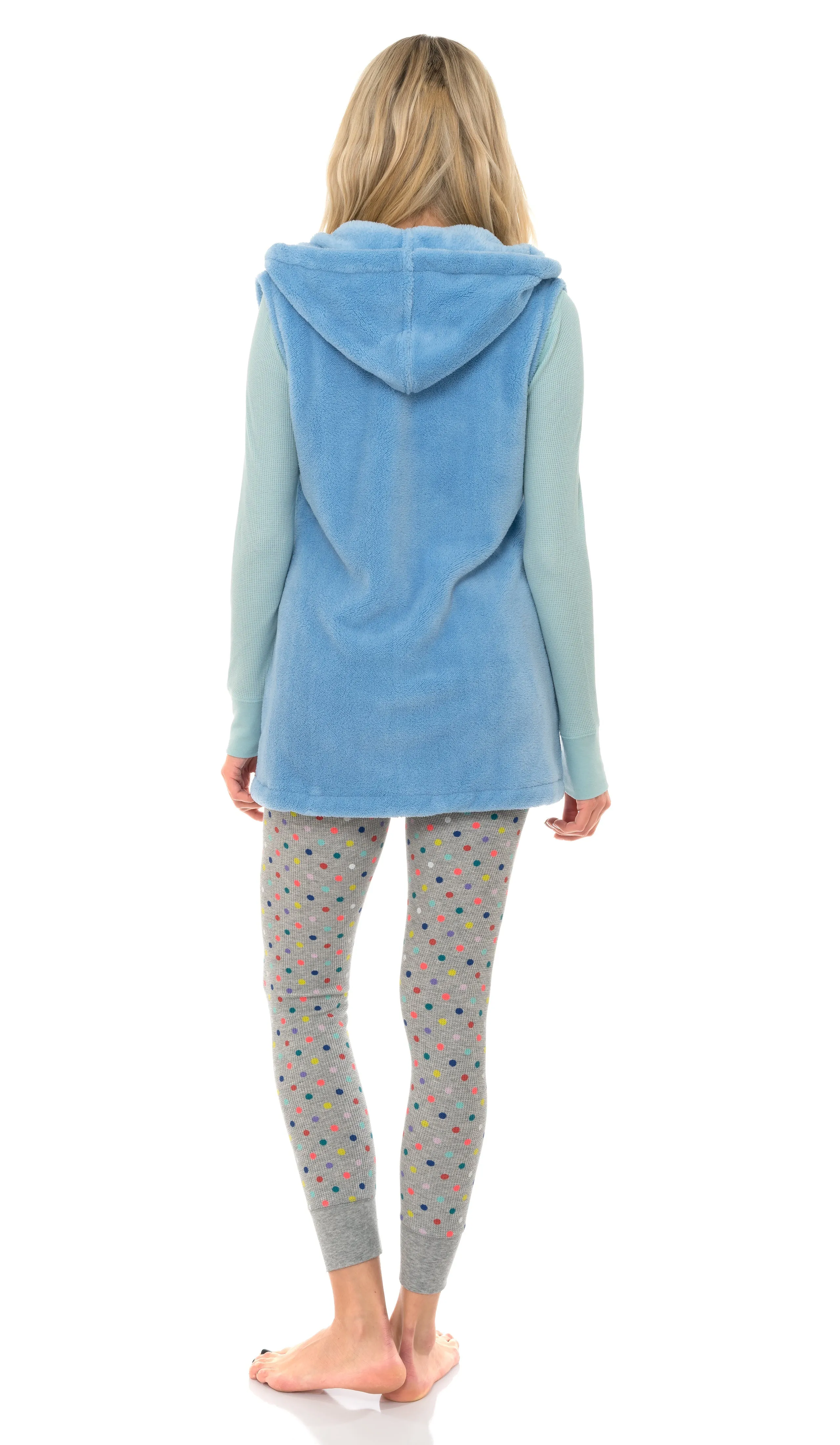 TowelSelections Women's Bed Jacket, Hooded Vest, Zip Front Cardigan Fleece Robe