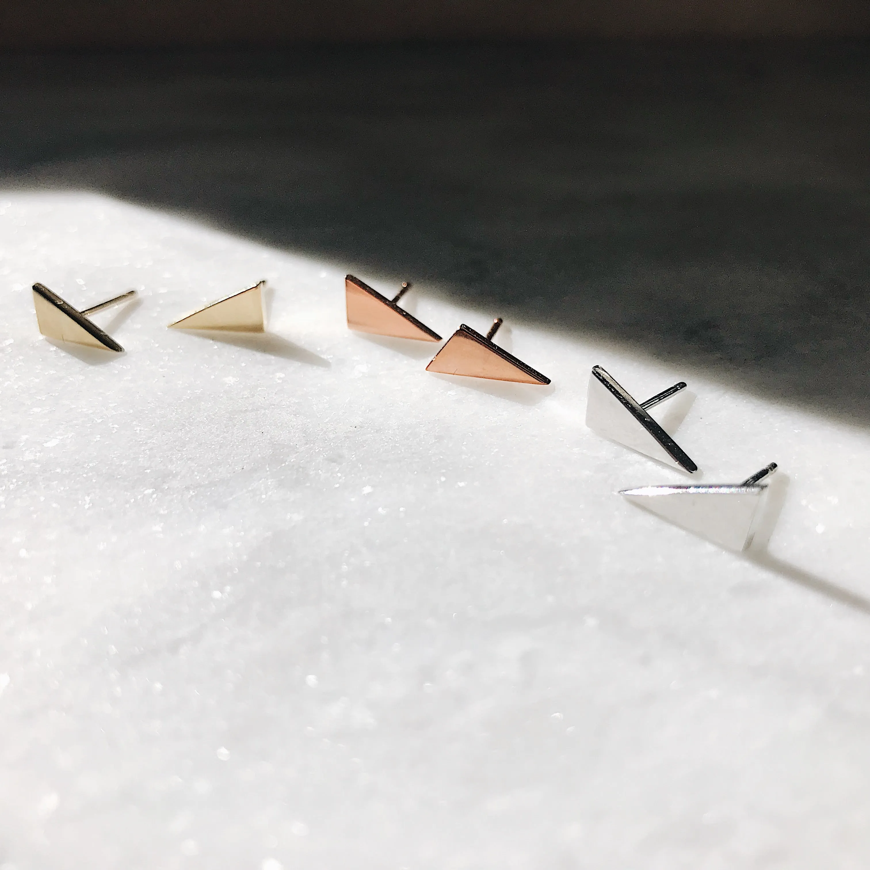 Triangle Studs | Rose Gold