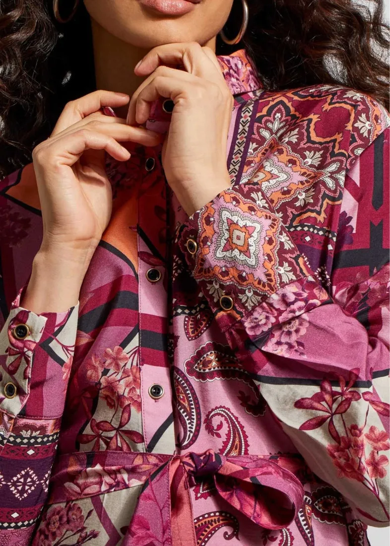 Tribal Combo Print Shirt Dress