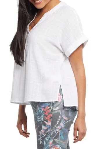 Tribal Dolman Blouse With Rolled Cuff