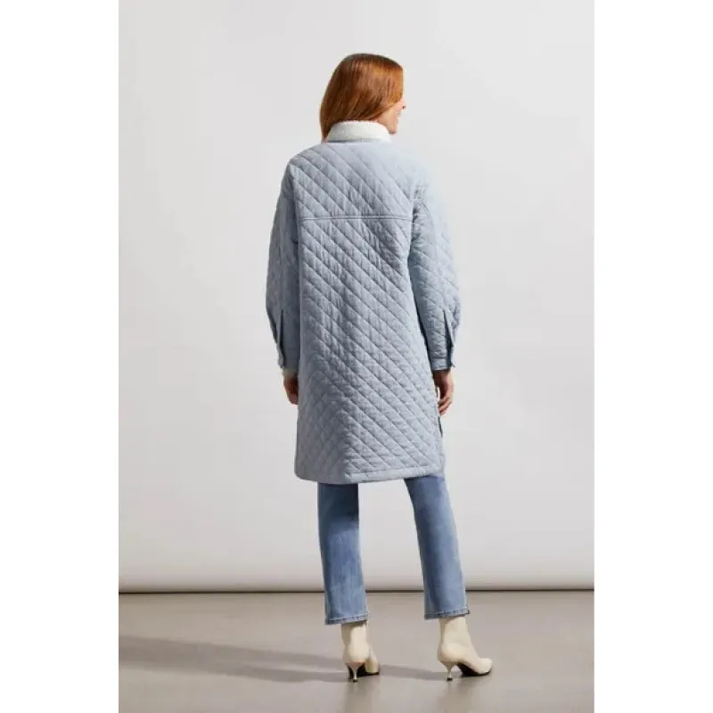 Tribal Long Quilted Coat with Sherpa Collar