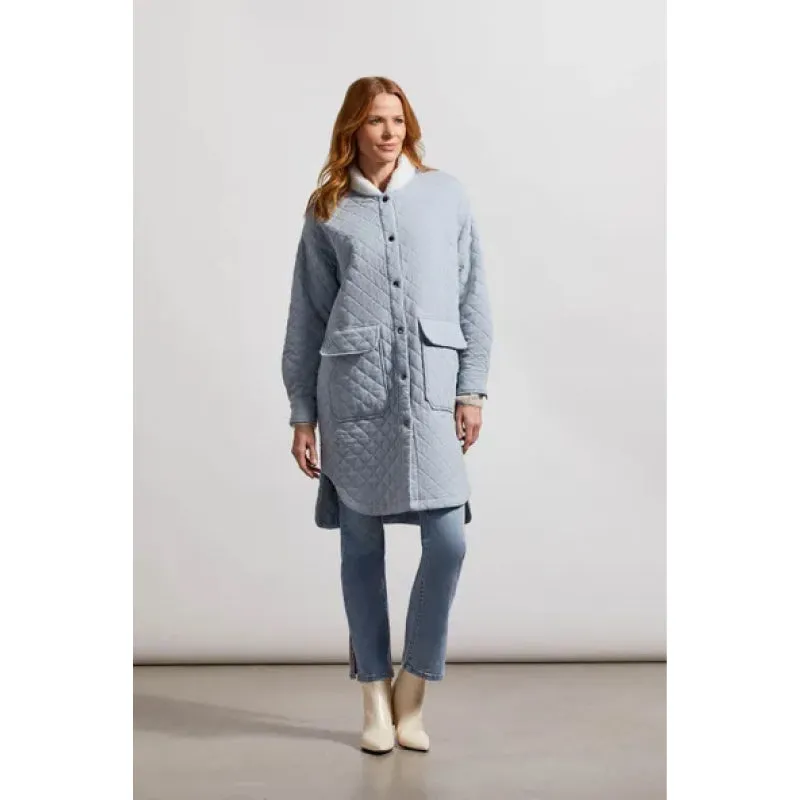 Tribal Long Quilted Coat with Sherpa Collar