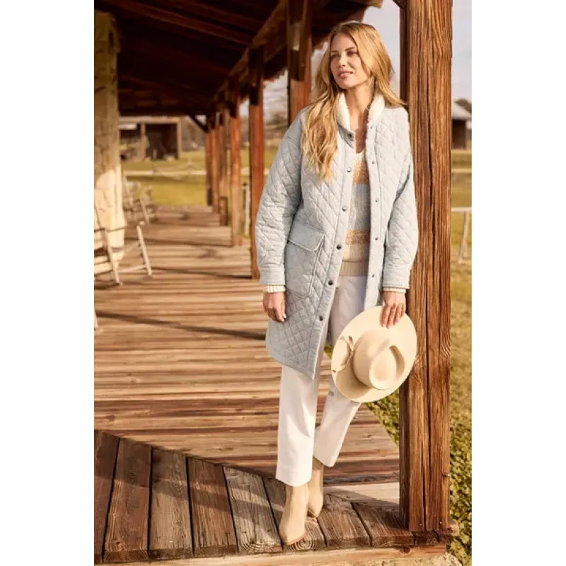Tribal Long Quilted Coat with Sherpa Collar