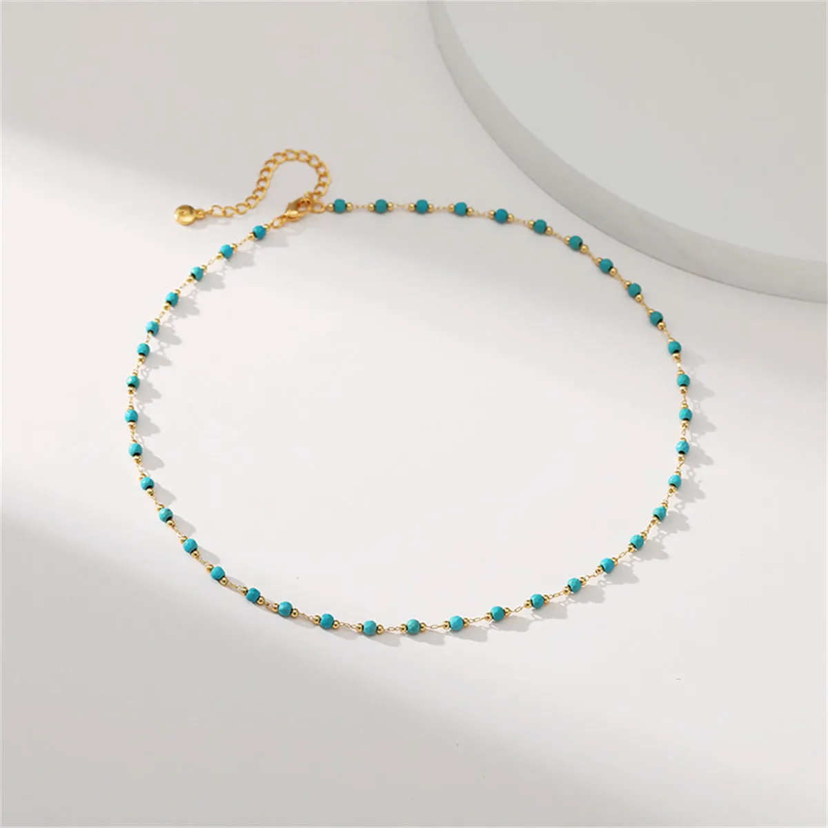 Turquoise & 18K Gold-Plated Bead Necklace