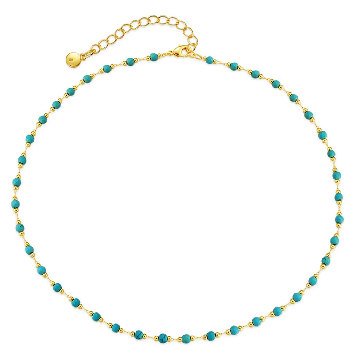 Turquoise & 18K Gold-Plated Bead Necklace