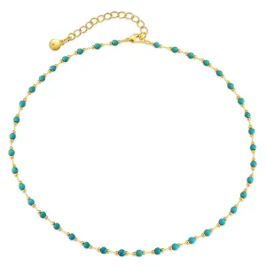 Turquoise & 18K Gold-Plated Bead Necklace