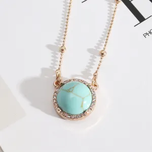 Turquoise & Cubic Zirconia 18K Gold-Plated Pendant Necklace