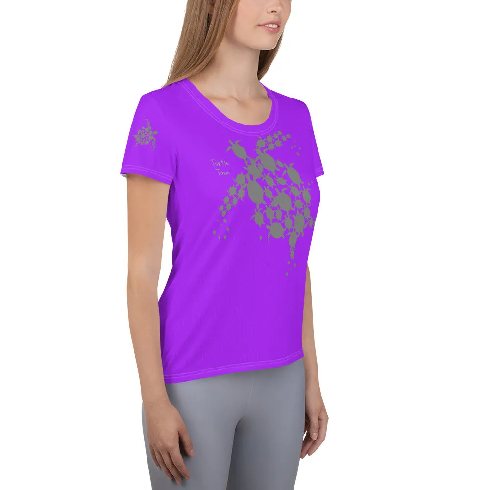 Turtle Town Design MaxDri All-Over Print Women's Athletic T-shirt