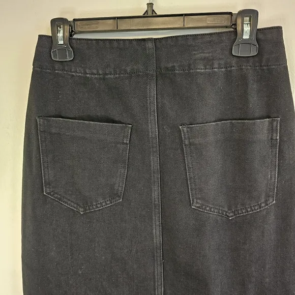 Twelve by onTwelfth Black Button-Front Maxi Denim Long Skirt Size Medium