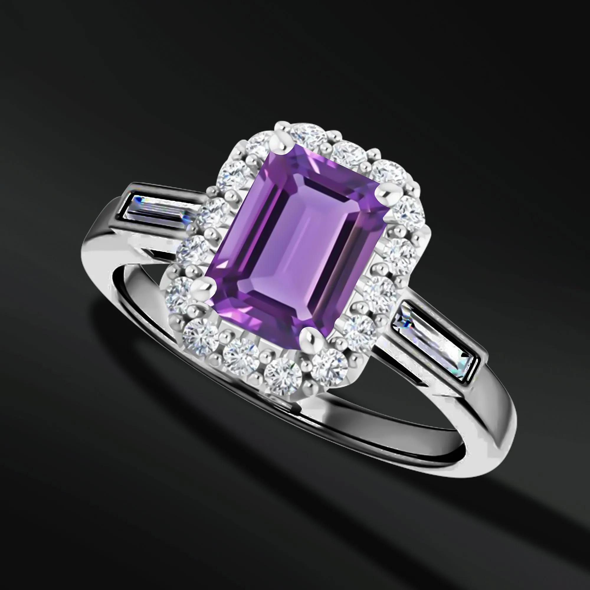 Twin Flames Set - 3PCS His & Her Wedding Ring Set | Natural Amethyst Engagement Ring With Natural Diamonds | Muonionalusta Meteorite and Opal Wedding Bands