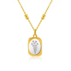 Two-Tone Aster Textured Pendant Necklace