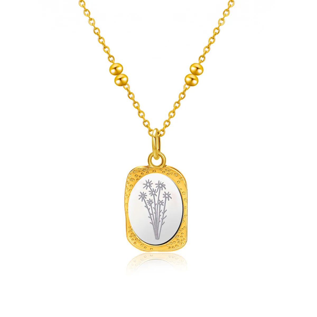 Two-Tone Aster Textured Pendant Necklace