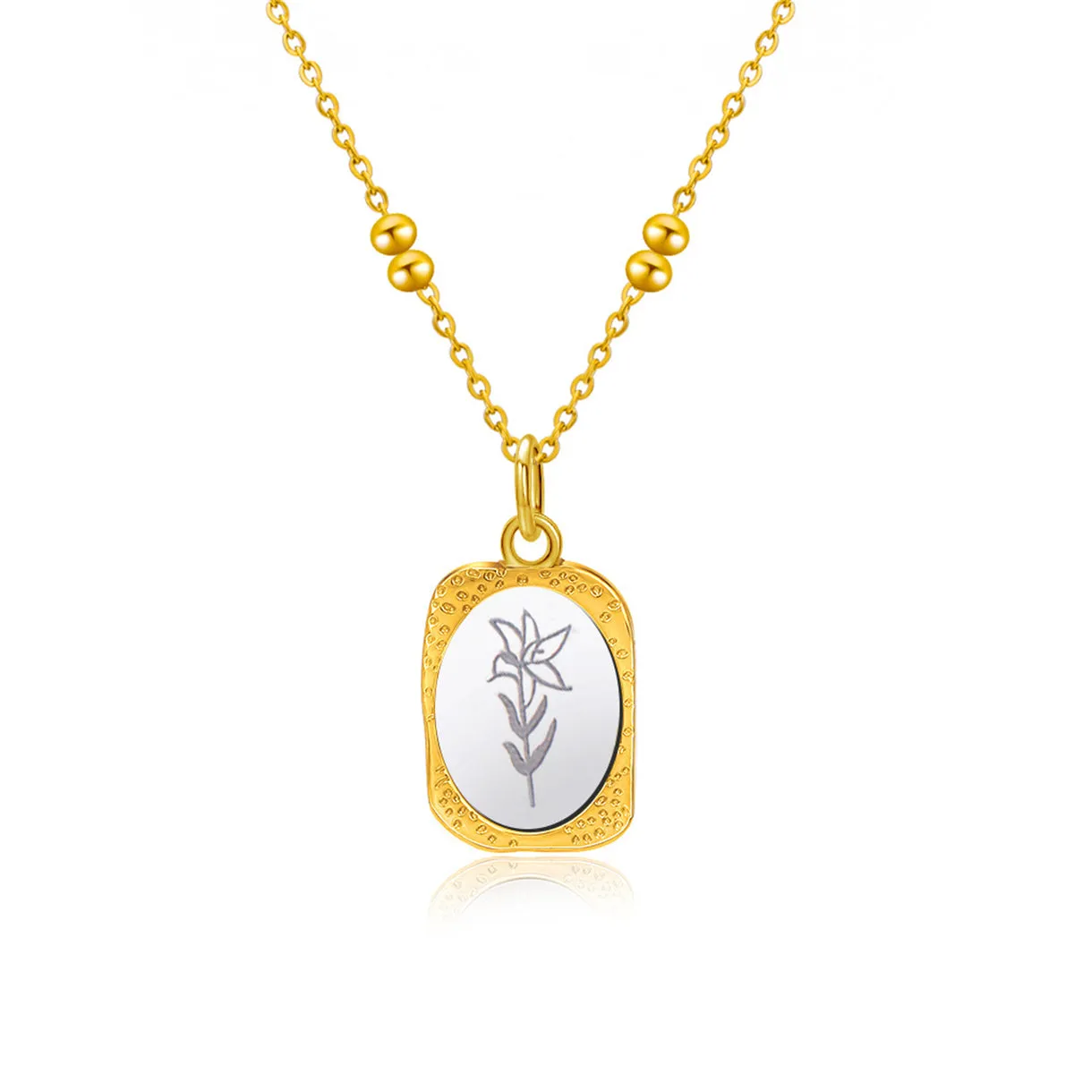 Two-Tone Flower Textured Pendant Necklace