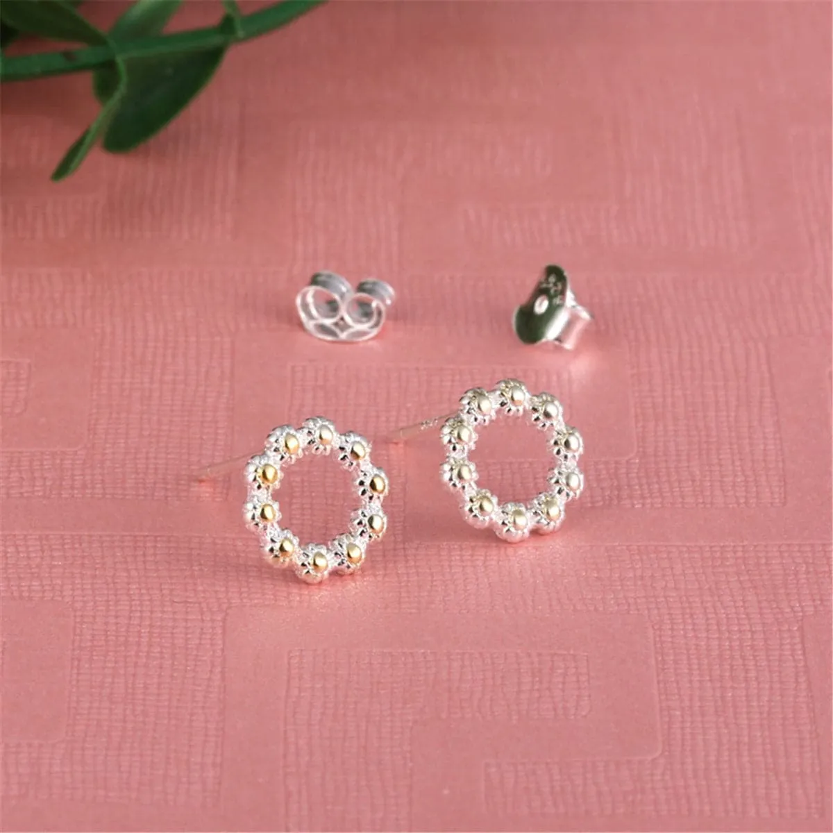 Two-Tone Sunflower Openwork Stud Earrings