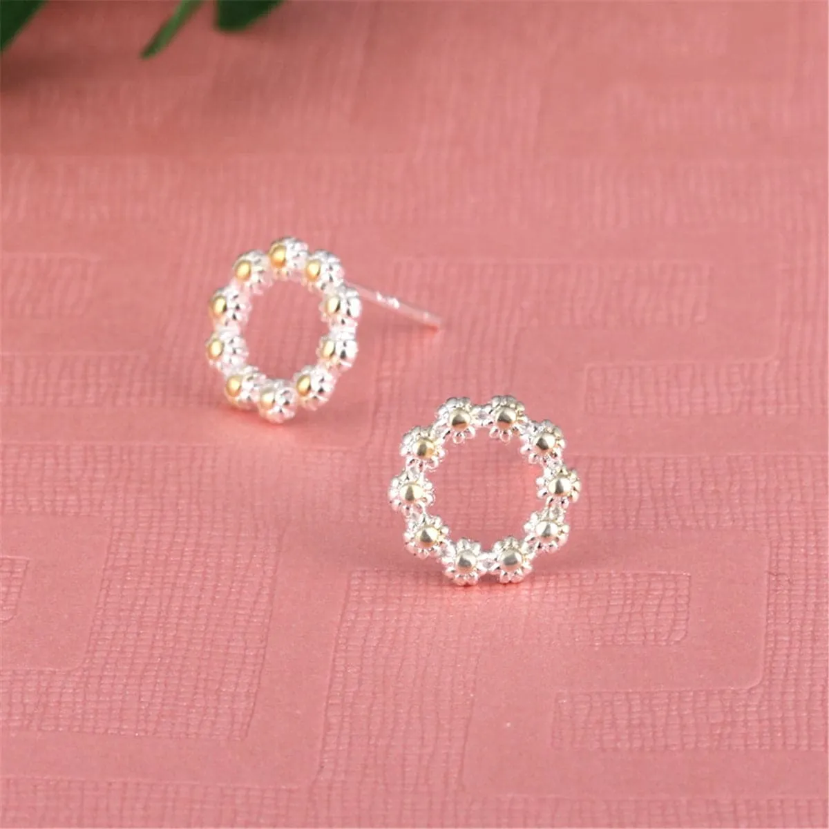 Two-Tone Sunflower Openwork Stud Earrings