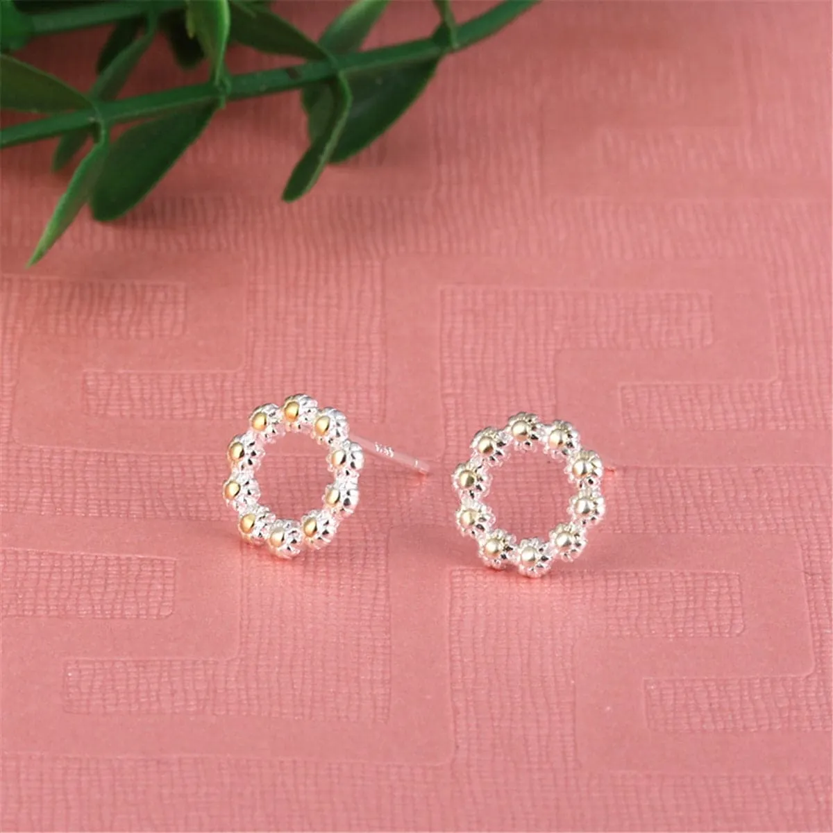 Two-Tone Sunflower Openwork Stud Earrings
