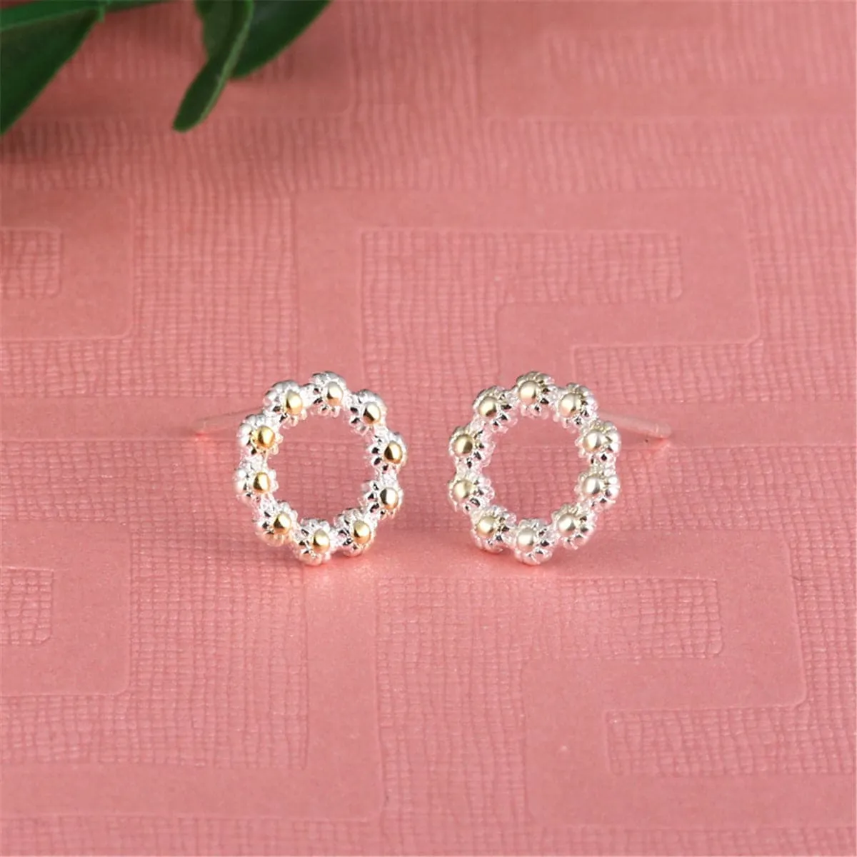 Two-Tone Sunflower Openwork Stud Earrings