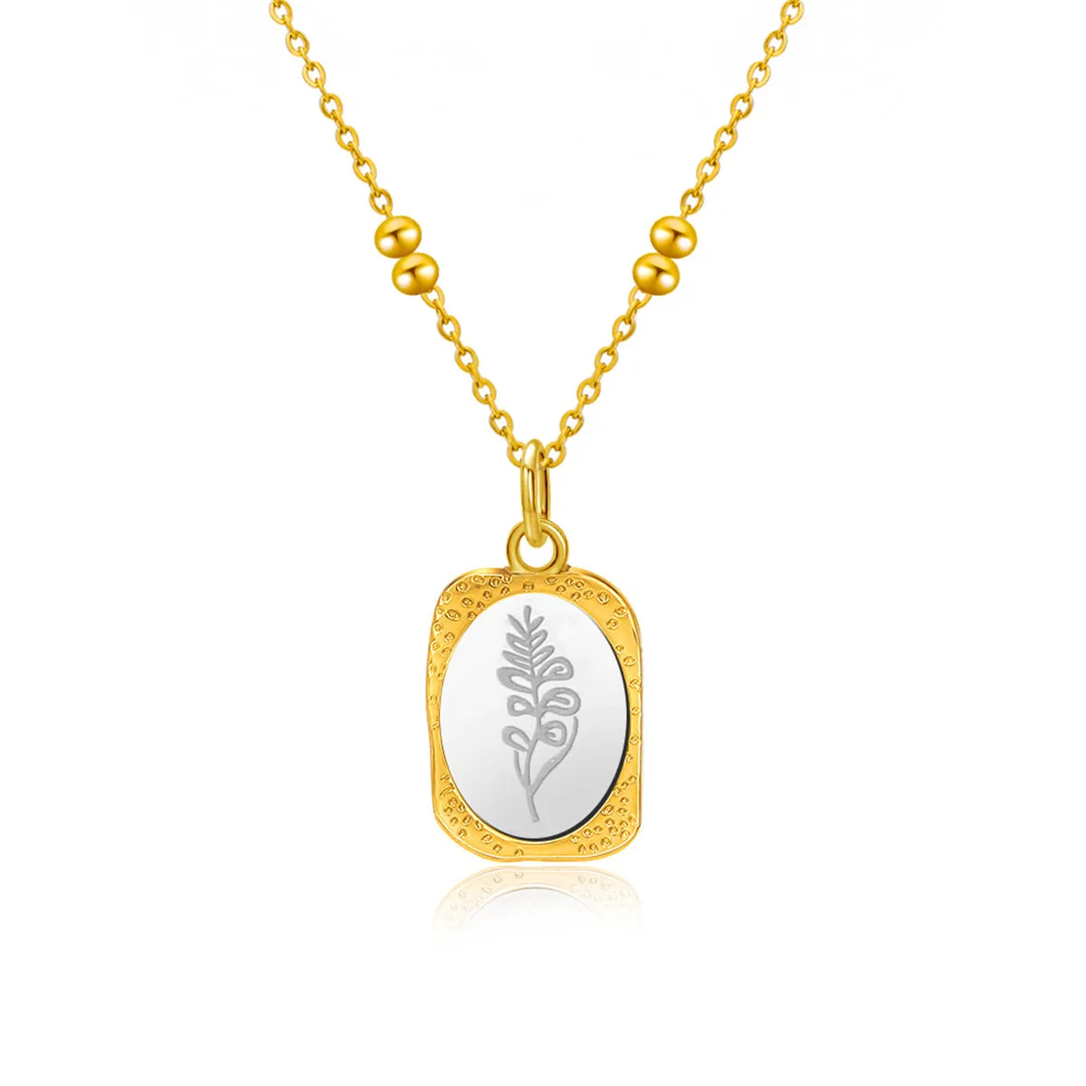 Two-Tone Sword Lily Textured Pendant Necklace