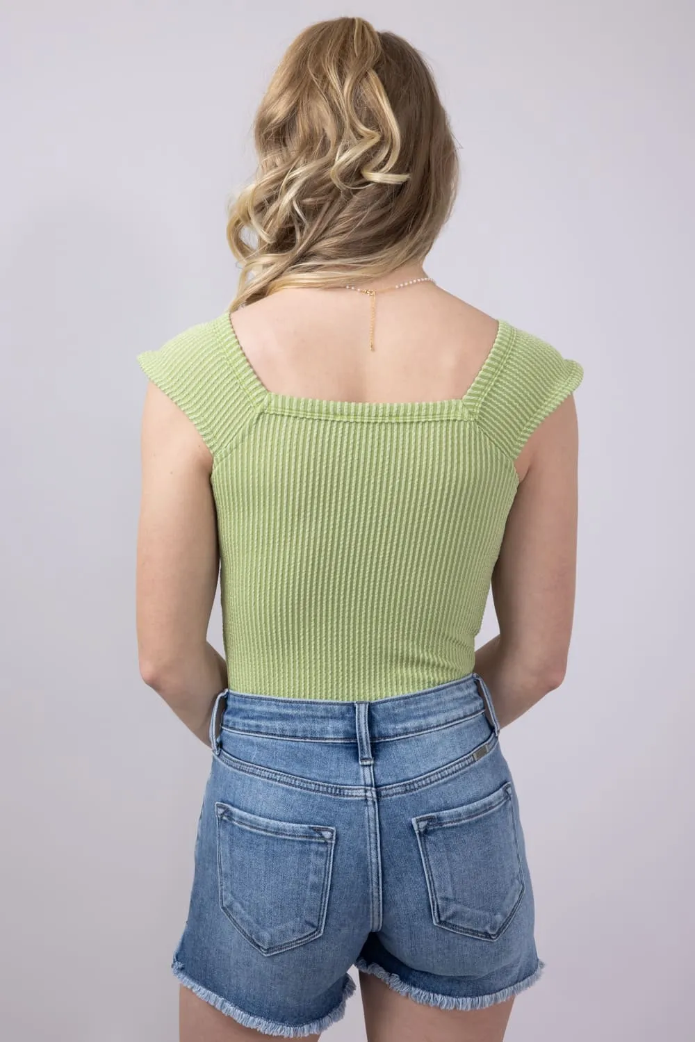 Urban Ribbed Knit Bodysuit for Women in Sage | 13251-SAG