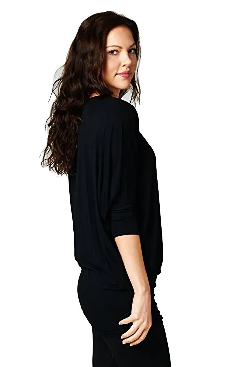 Vanilla Bay | Dolman 3/4 Sleeve Top Black