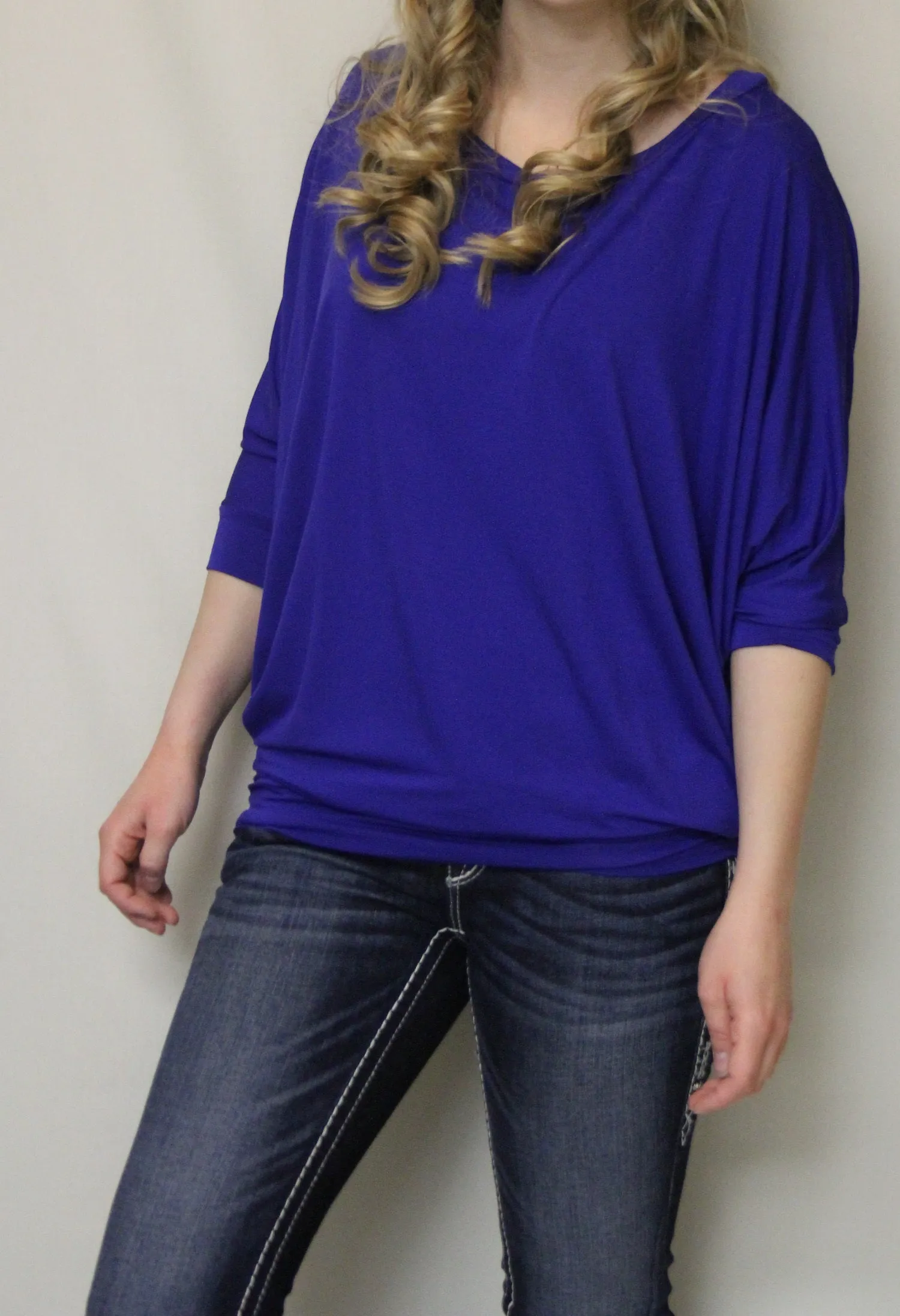Vanilla Bay | Dolman 3/4 Sleeve Top Royal Blue