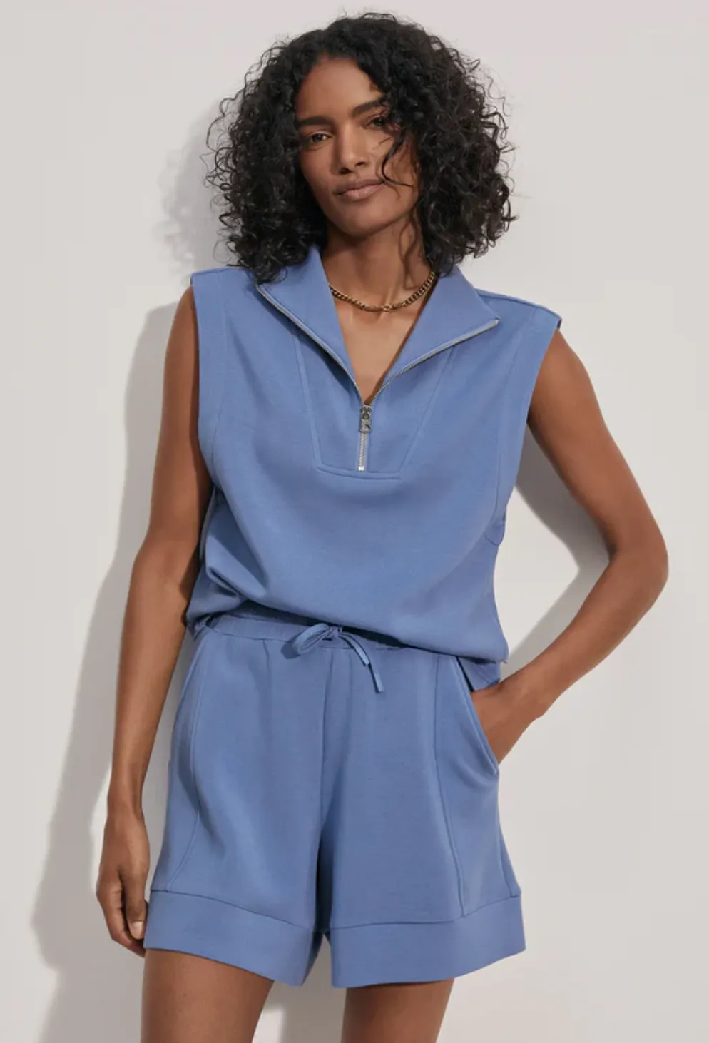 Varley | Magnolia Half Zip Tank {Coronet Blue}