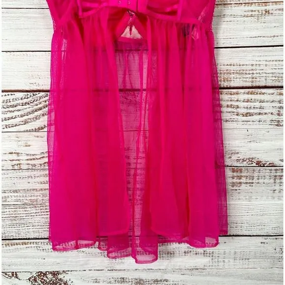 Victoria's Secret Women's Lace Baby Doll Lingerie Set 2 Piece Pink Size 34C NWT