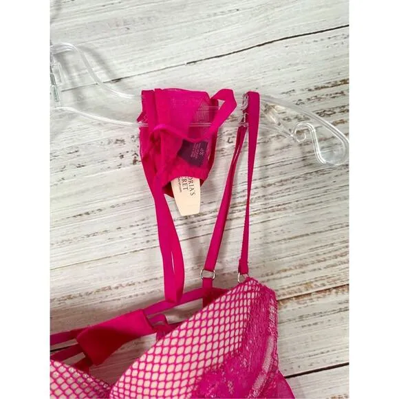 Victoria's Secret Women's Lace Baby Doll Lingerie Set 2 Piece Pink Size 34C NWT