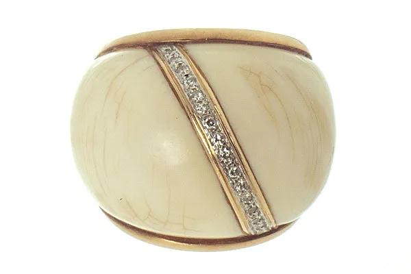 Vintage 1960s Ivory & Diamond Ring