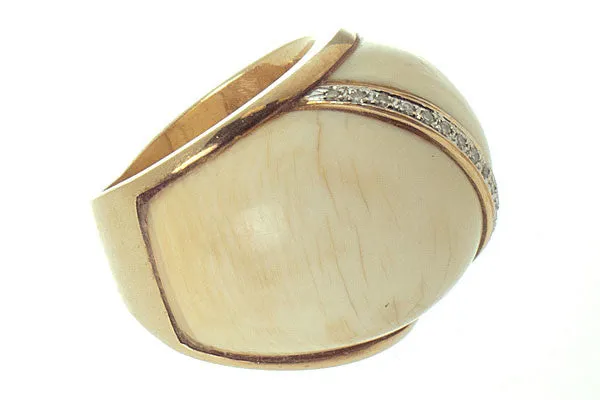 Vintage 1960s Ivory & Diamond Ring