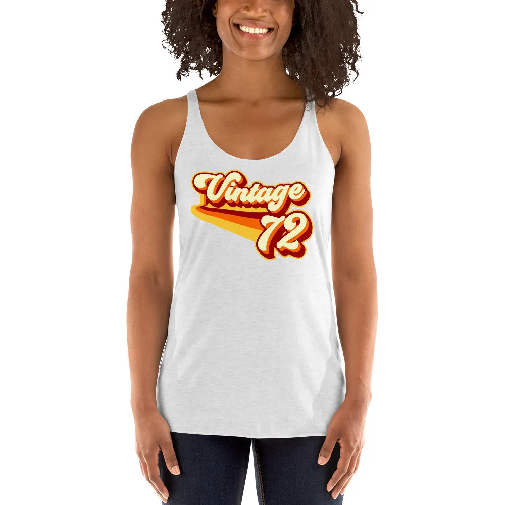 Vintage 1972 Warm Retro Lines Women's Racerback Tank