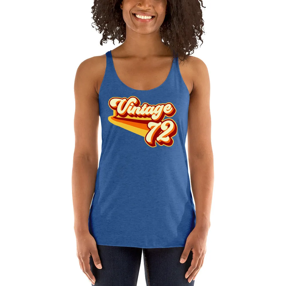 Vintage 1972 Warm Retro Lines Women's Racerback Tank