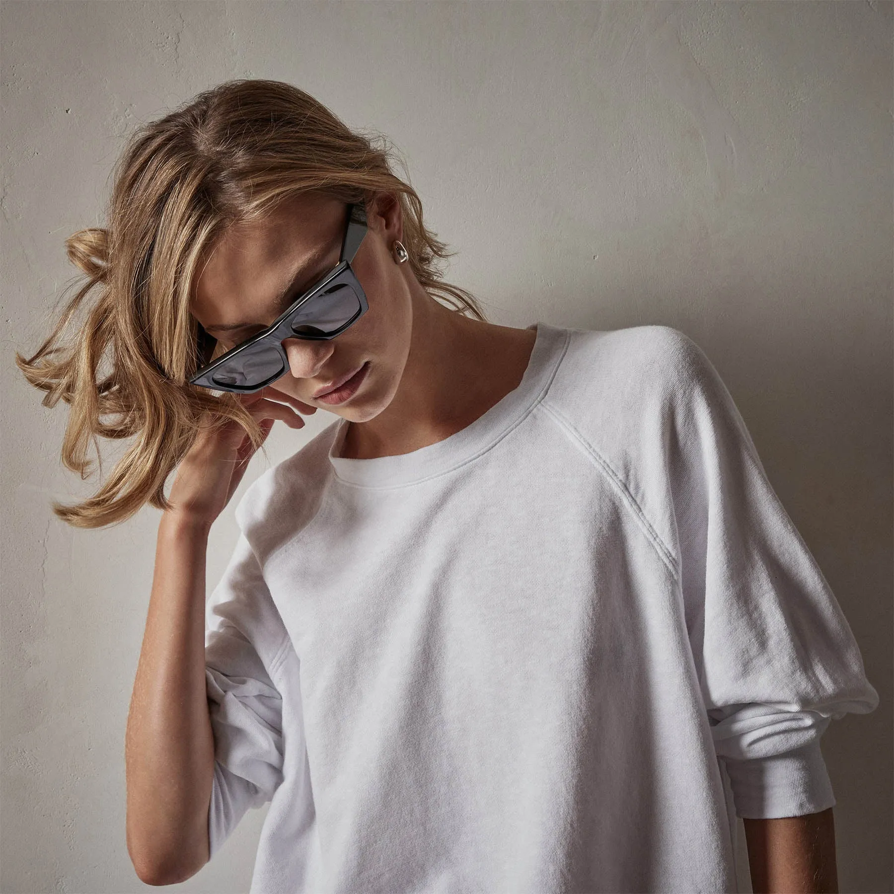 Vintage French Terry Relaxed Sweatshirt - White