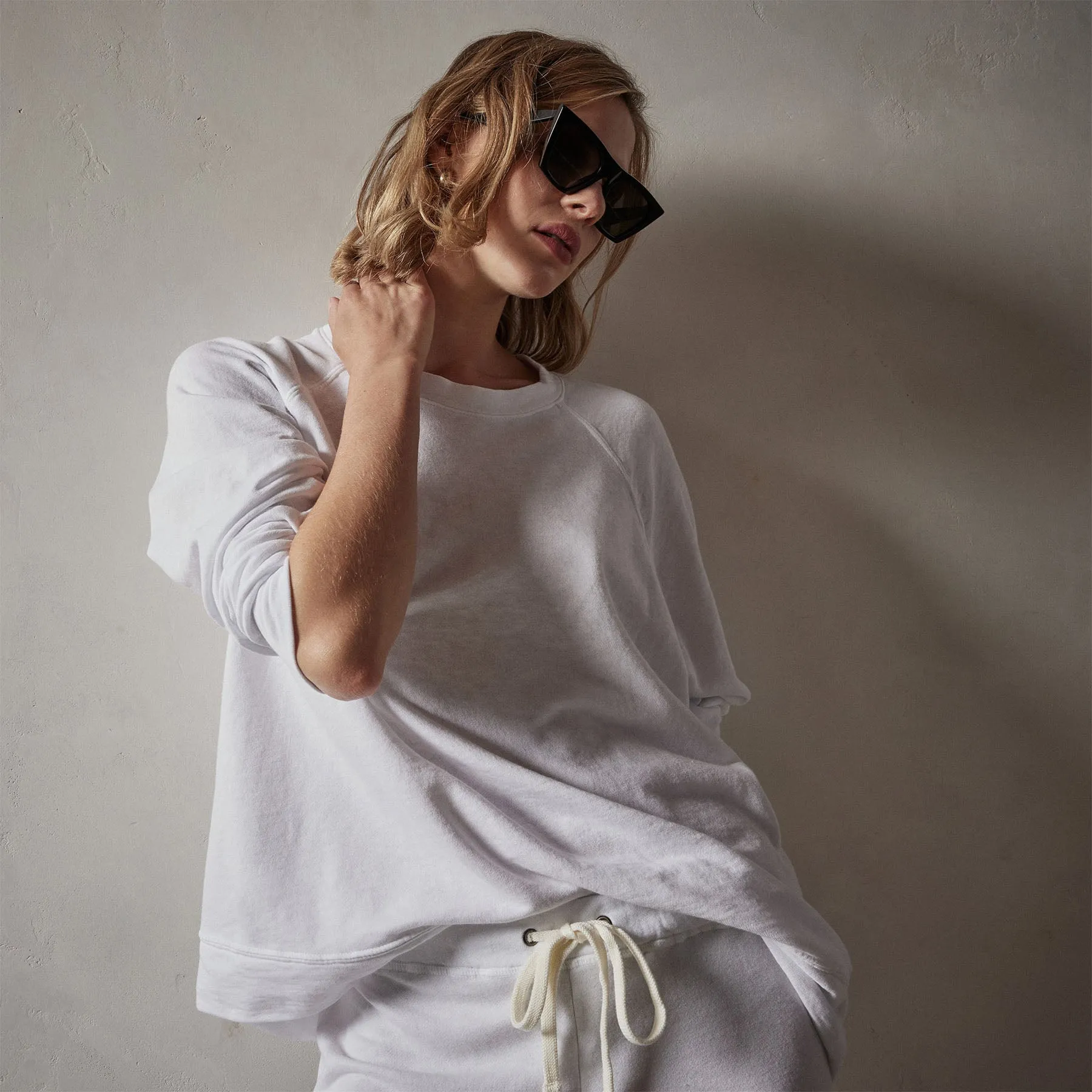 Vintage French Terry Relaxed Sweatshirt - White