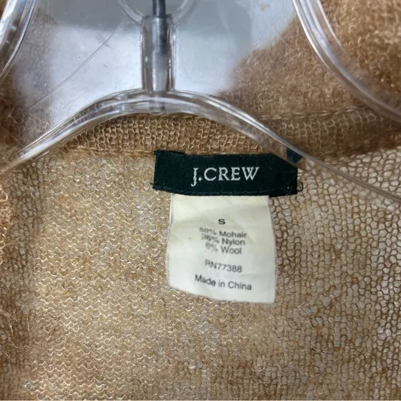 Vintage J. Crew Mohair Blend Ruffle Cardigan Sweater, Cinnamon, Career, Casual S
