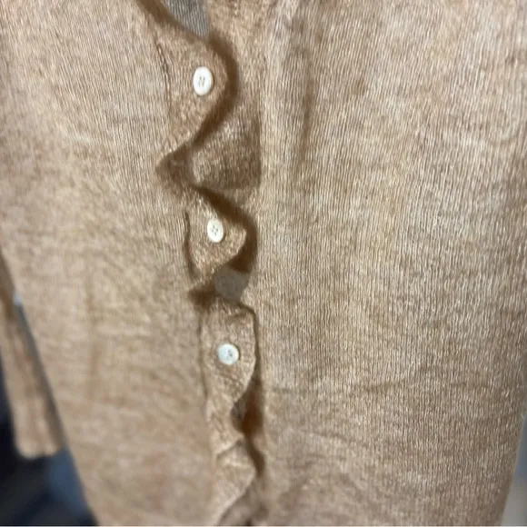 Vintage J. Crew Mohair Blend Ruffle Cardigan Sweater, Cinnamon, Career, Casual S