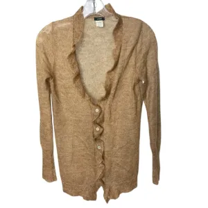 Vintage J. Crew Mohair Blend Ruffle Cardigan Sweater, Cinnamon, Career, Casual S
