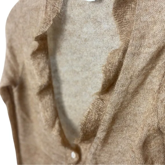 Vintage J. Crew Mohair Blend Ruffle Cardigan Sweater, Cinnamon, Career, Casual S