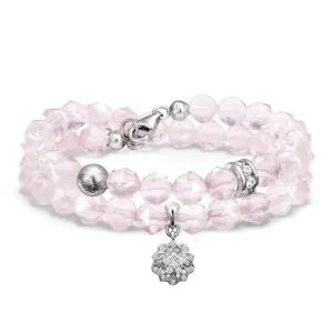 Violet Double Wrap Rose Quartz & Meteorite Bracelet
