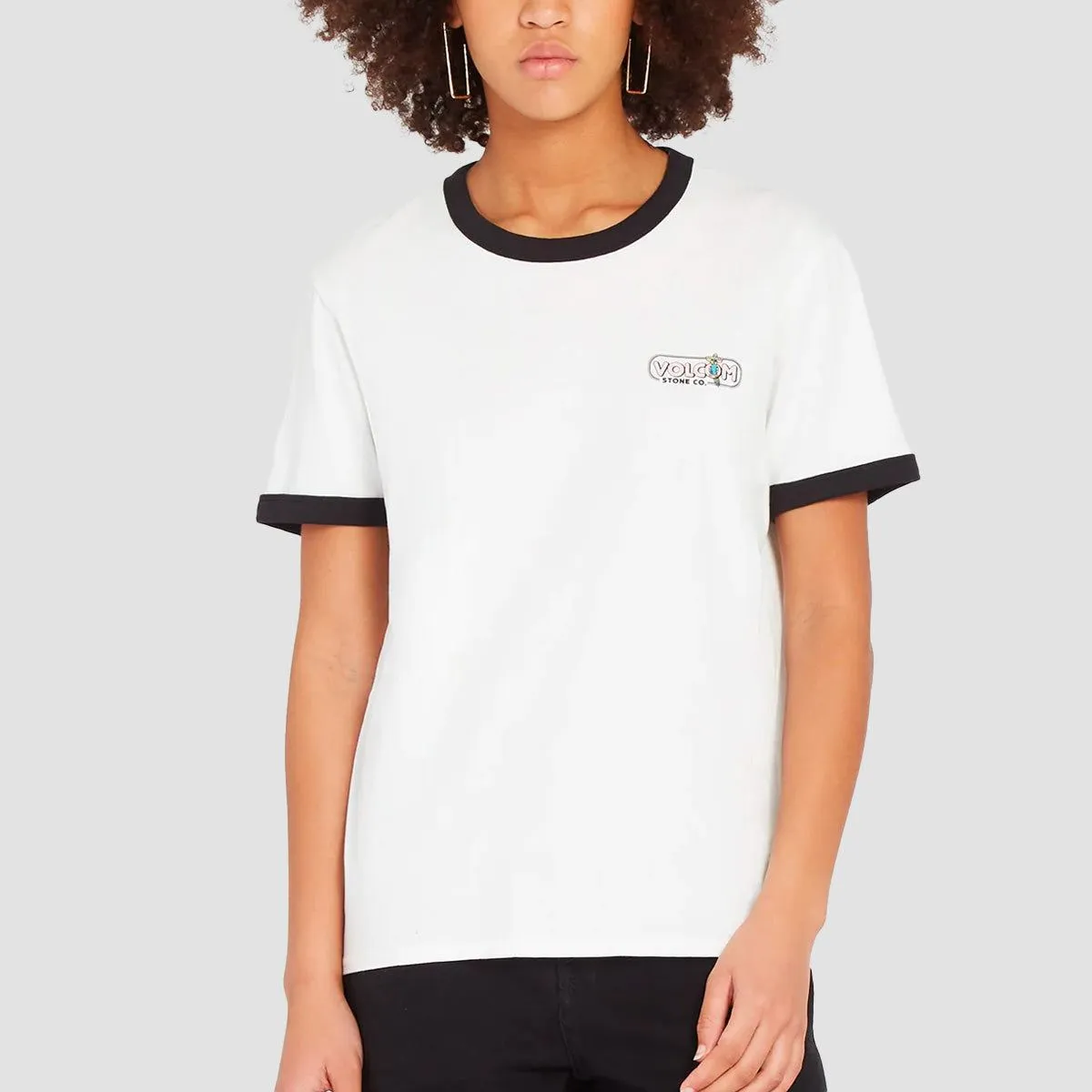 Volcom Truly Ringer T-Shirt Star White - Womens