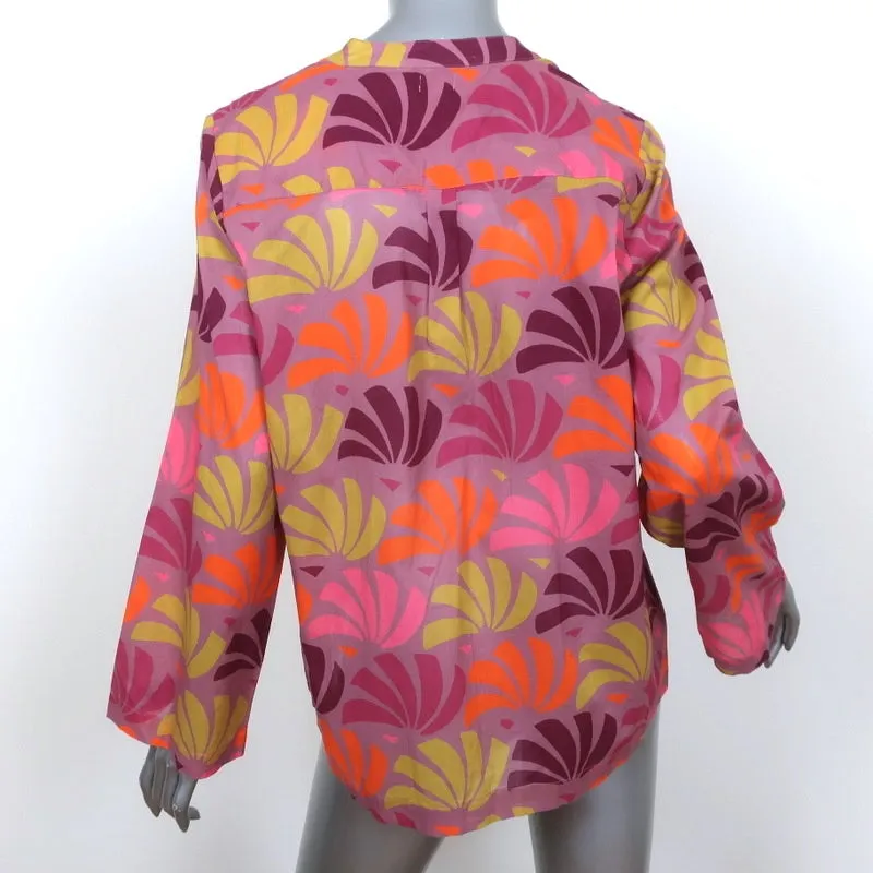Warm Button Down Shirt Multicolor Printed Cotton Size 3 Long Sleeve Top NEW