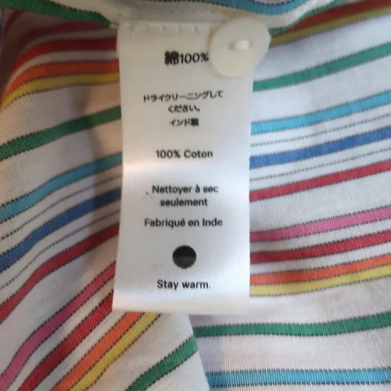Warm Maxi Dress Colonial Rainbow-Striped Cotton Size 2 Long Sleeve NEW