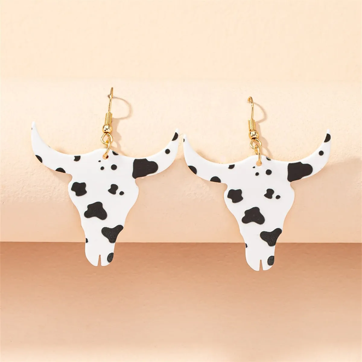 White Acrylic & 18K Gold-Plated Longhorn Drop Earring