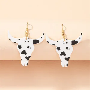 White Acrylic & 18K Gold-Plated Longhorn Drop Earring