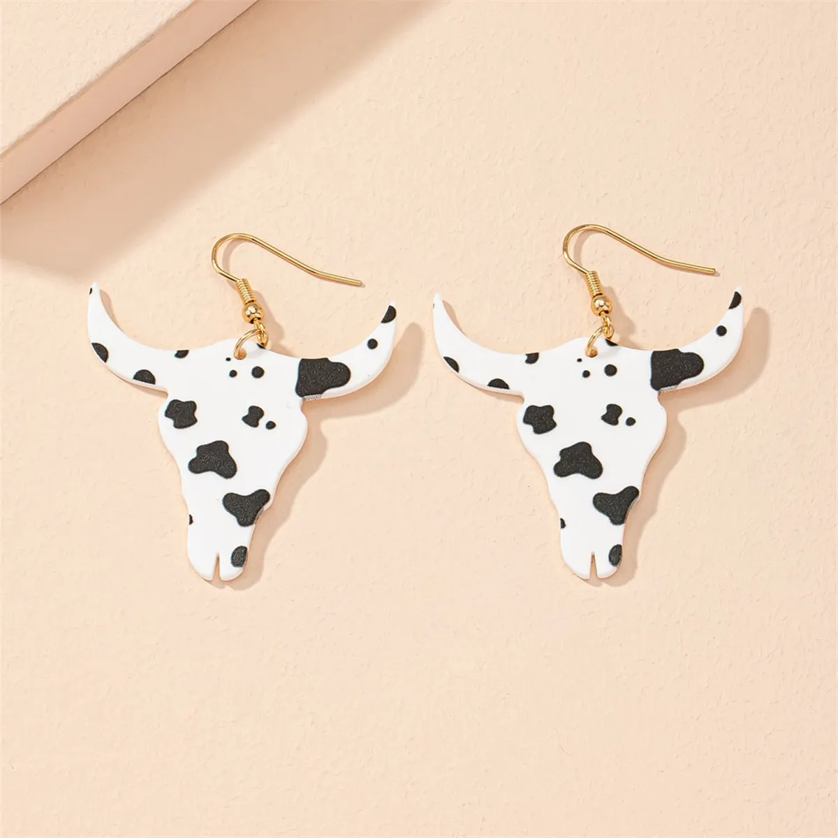 White Acrylic & 18K Gold-Plated Longhorn Drop Earring