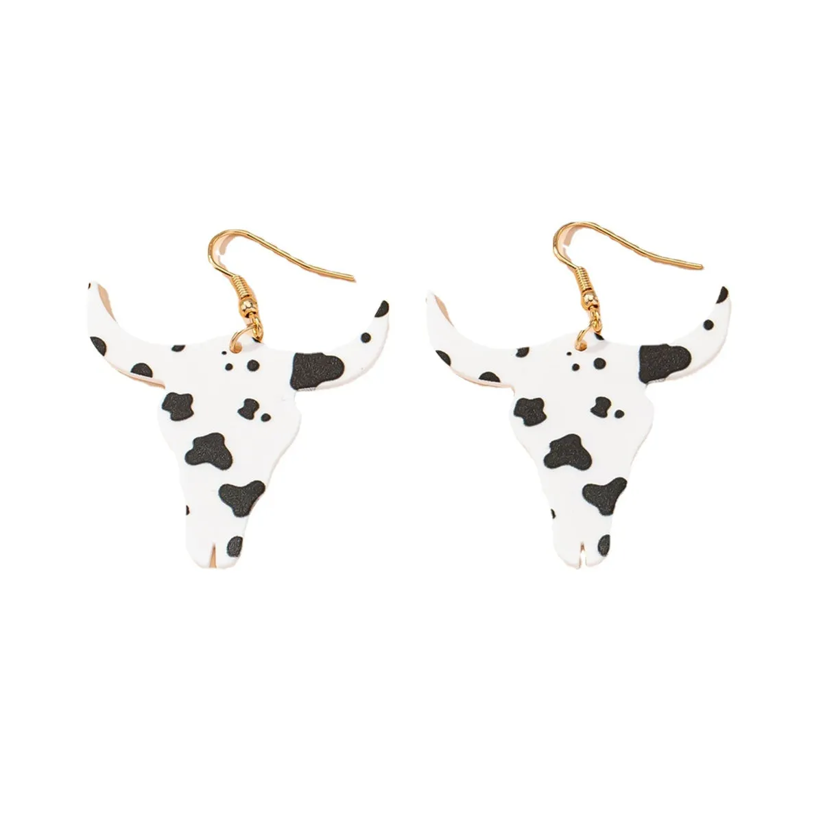 White Acrylic & 18K Gold-Plated Longhorn Drop Earring