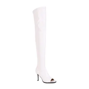 White Women's Open Toe Boots