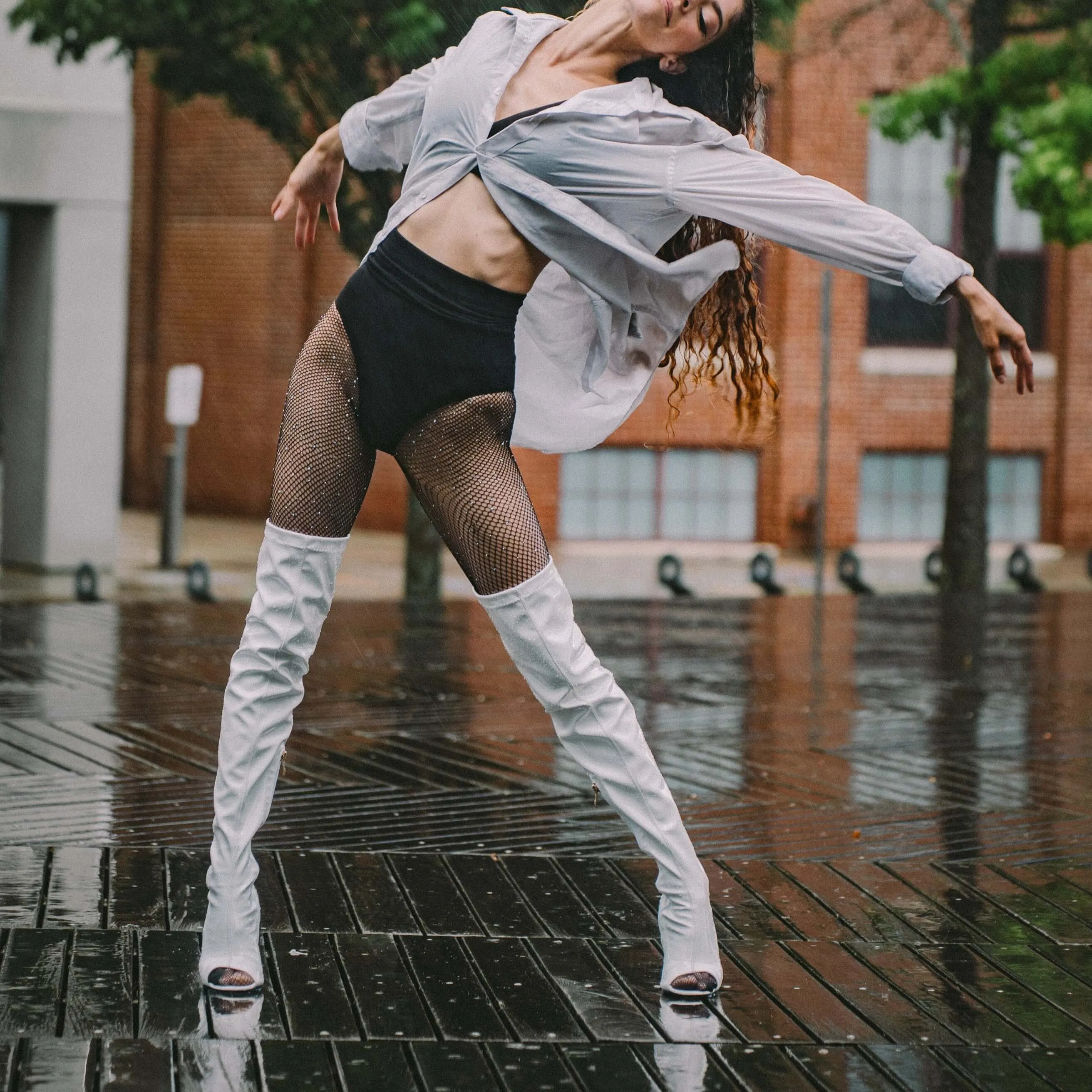 White Women's Open Toe Boots